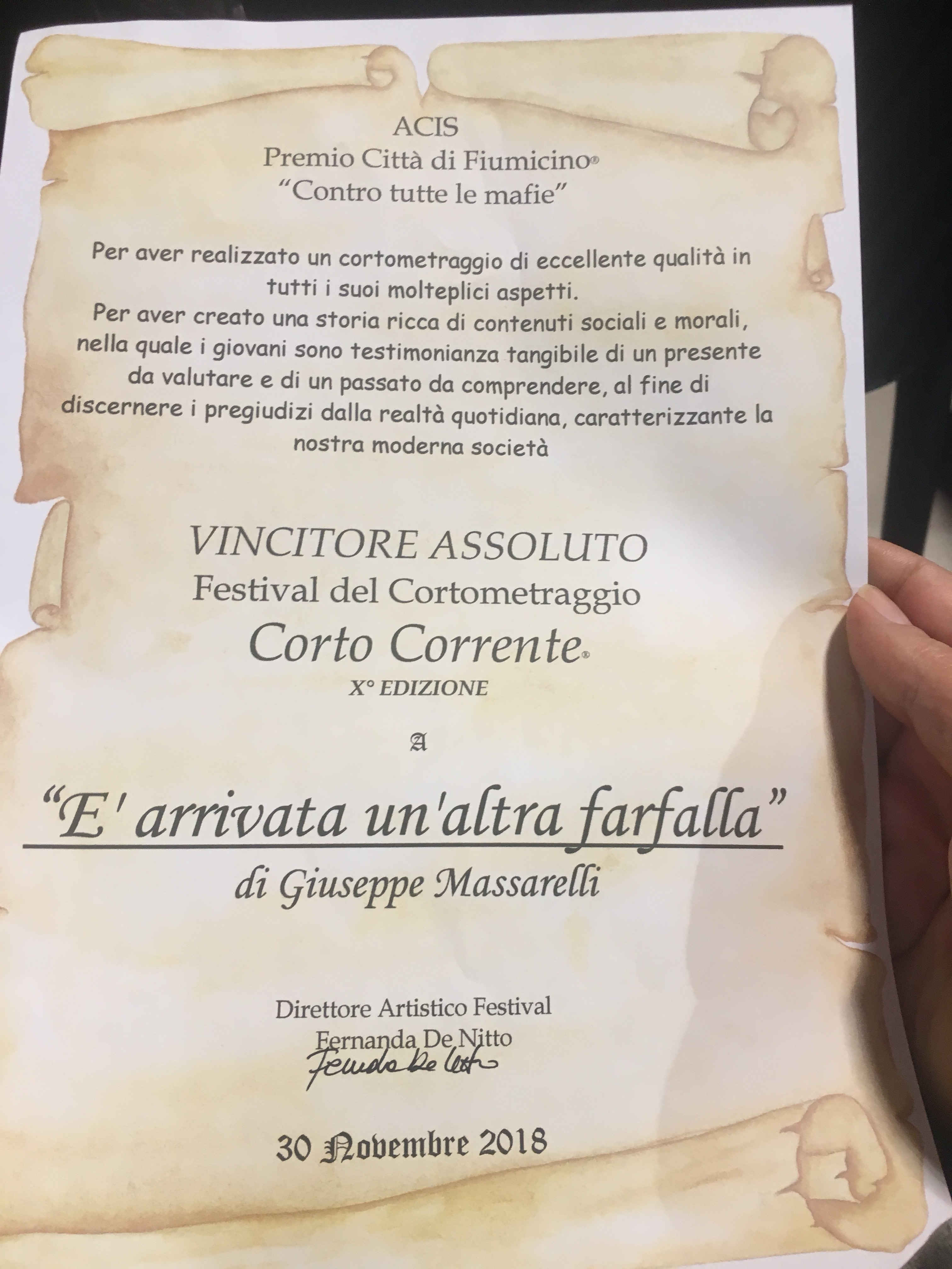 premio corto corrente