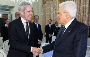 Claudio Baglioni con il Presidente della Repubblica italiana Sergio Mattarella