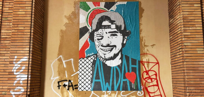 Laika omaggia Awdah: manifesto per l’attivista palestinese a Garbatella