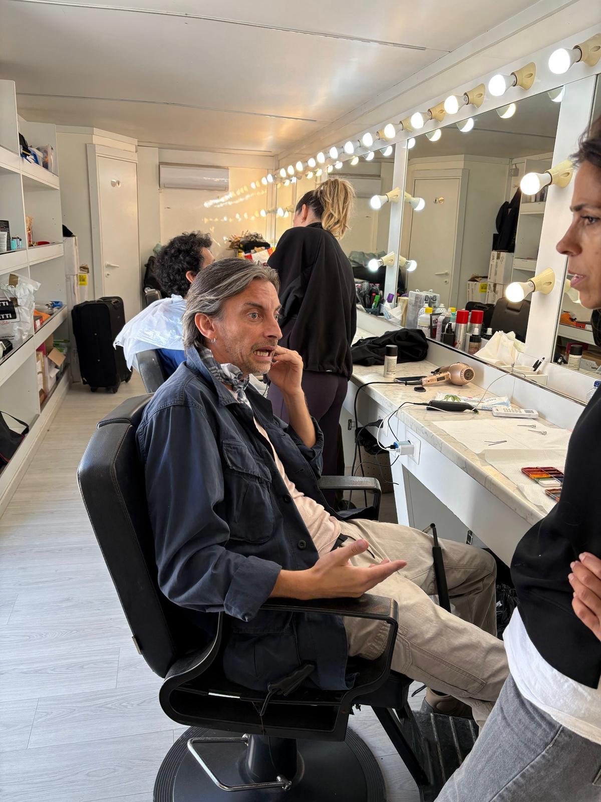 Gianfranco Berardi_al trucco per il film Buen Camino_foto Gabriella Casolari