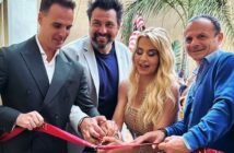 Alessandro Venezia, Sébastien Frey, Valeria Marini ed il Sindaco Cateno De Luca al taglio del nastro di Belcanto Taormina
