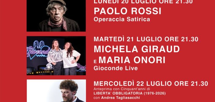Viareggio celebra Giorgio Gaber: torna “Il Luogo del Pensiero” con Paolo Rossi, Michela Giraud, Maria Onori e Maurizio Lastrico