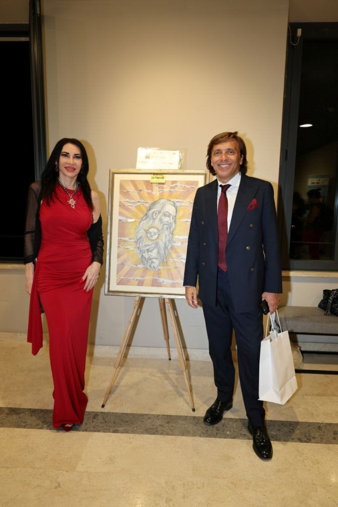 Elisabetta Viaggi con il suo quadro e Anton Giulio Grande