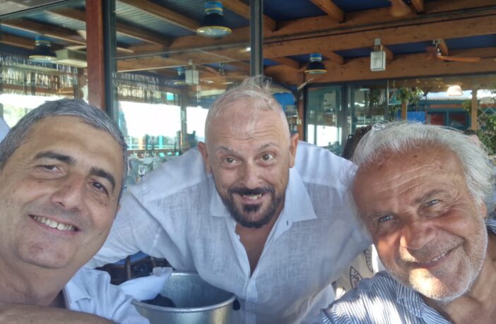 Il produttore Salvatore Piedimonte, il regista Stefano Scaramuzzino e Jerry Calà