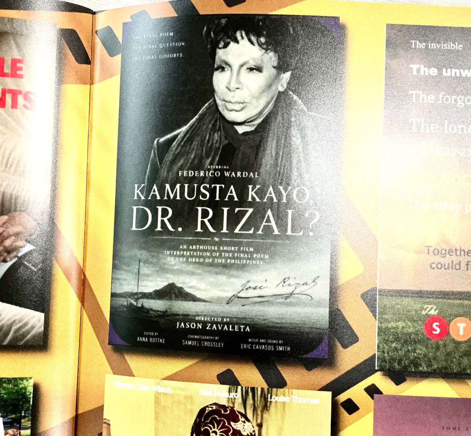 La locandina del Film Kamustra Kayo, Dr. Rizal sul programma di sala del Festival